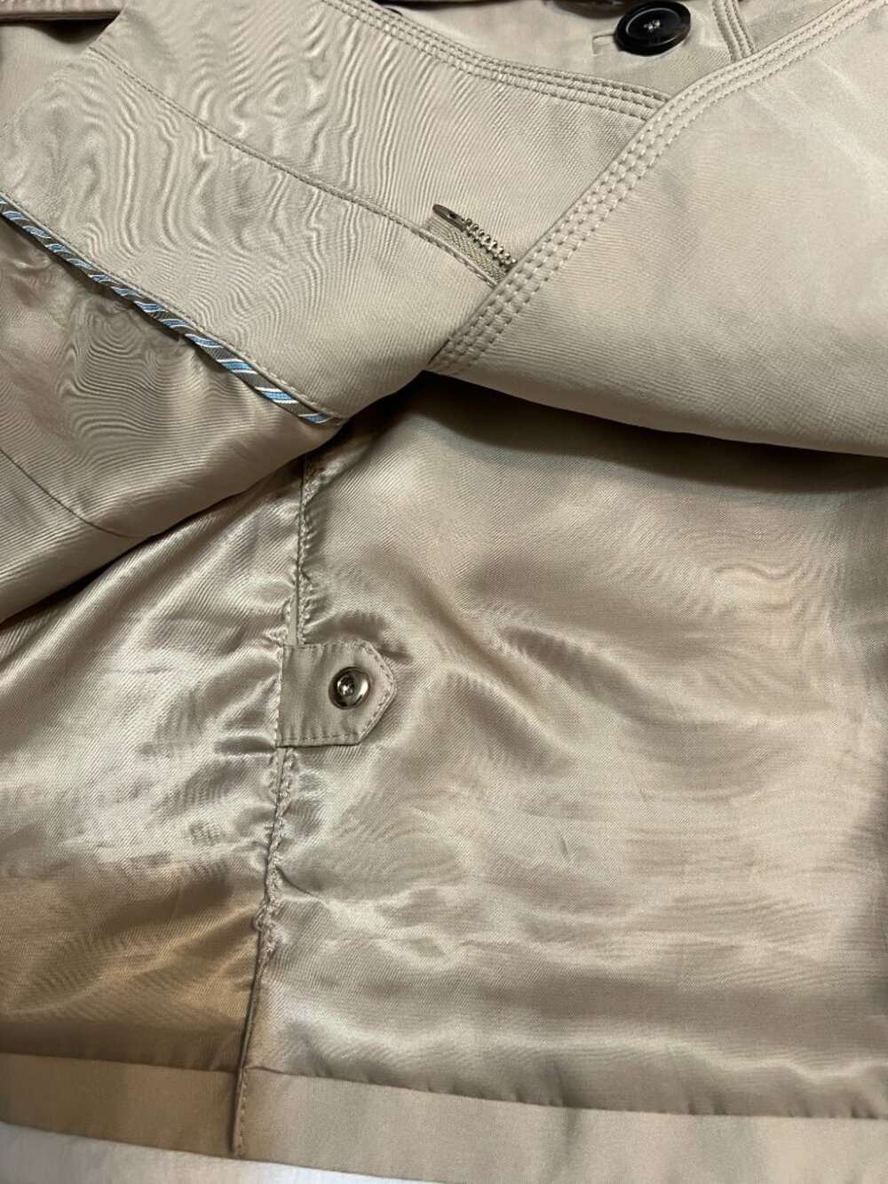 ZARA WOMAN Trench Coat Womens M Beige Belted Double Breasted Jacket Khaki - Picture 12 of 13